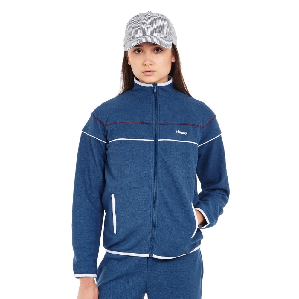 NEW Womens Stussy Pax Track Jacket in Blue